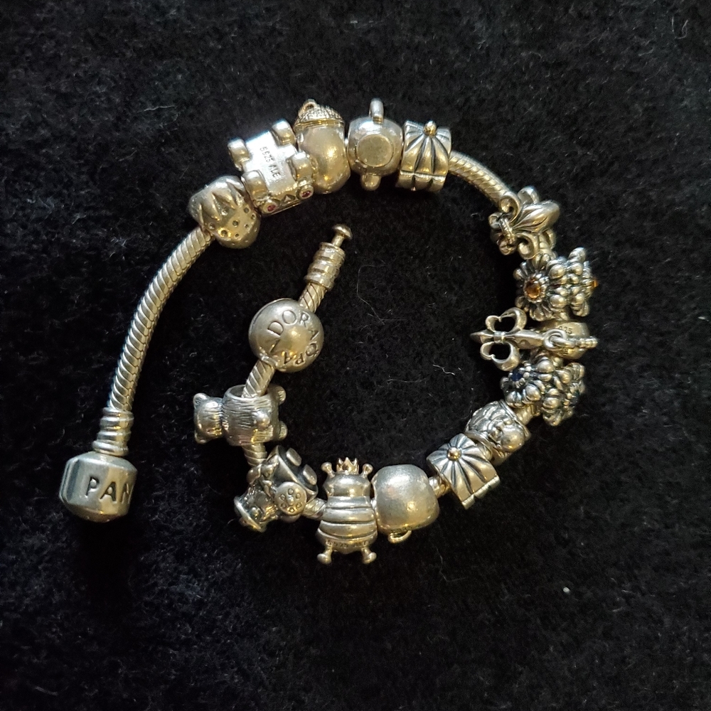 Pandora Silver Bracelet. 7.9" snake chain.